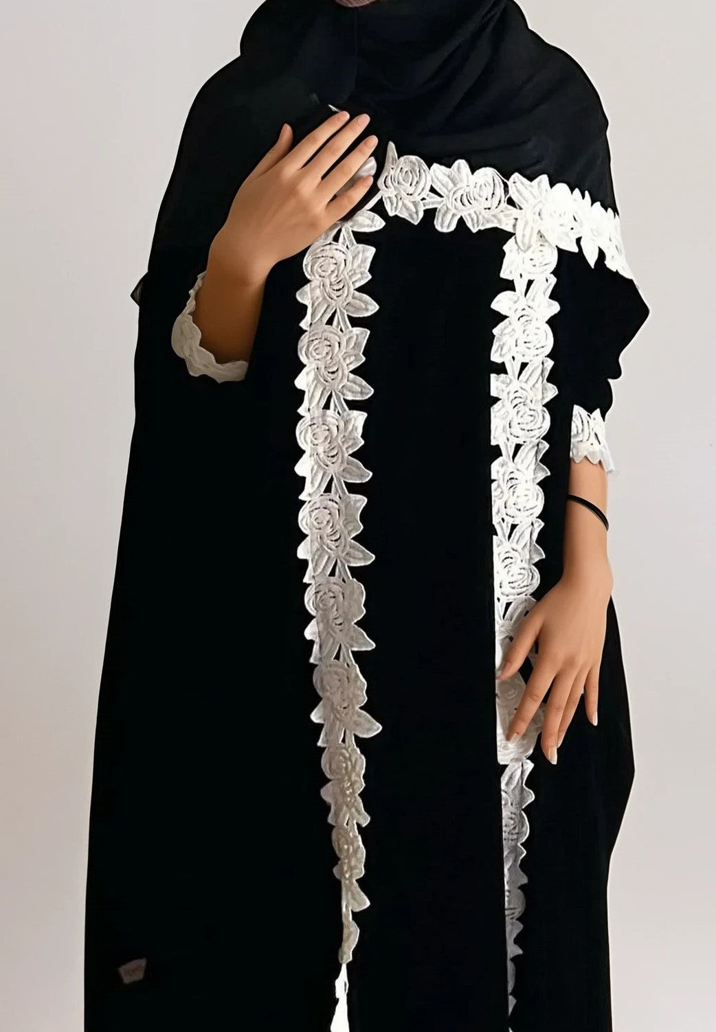 MW645 - Light Crepe Standing with Jacquard Half-Cloche