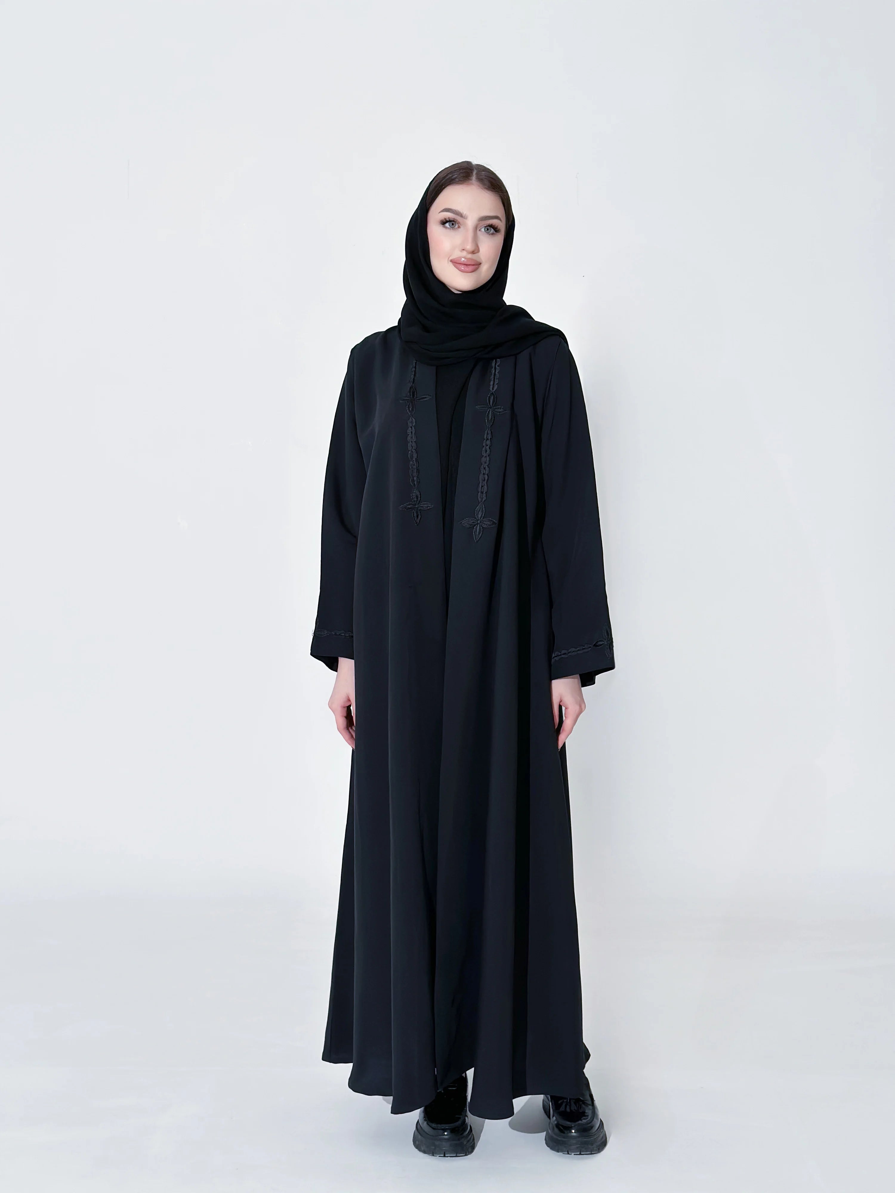 MW1255 - كريب الشرقيه اسود ربع كلوش - Aya