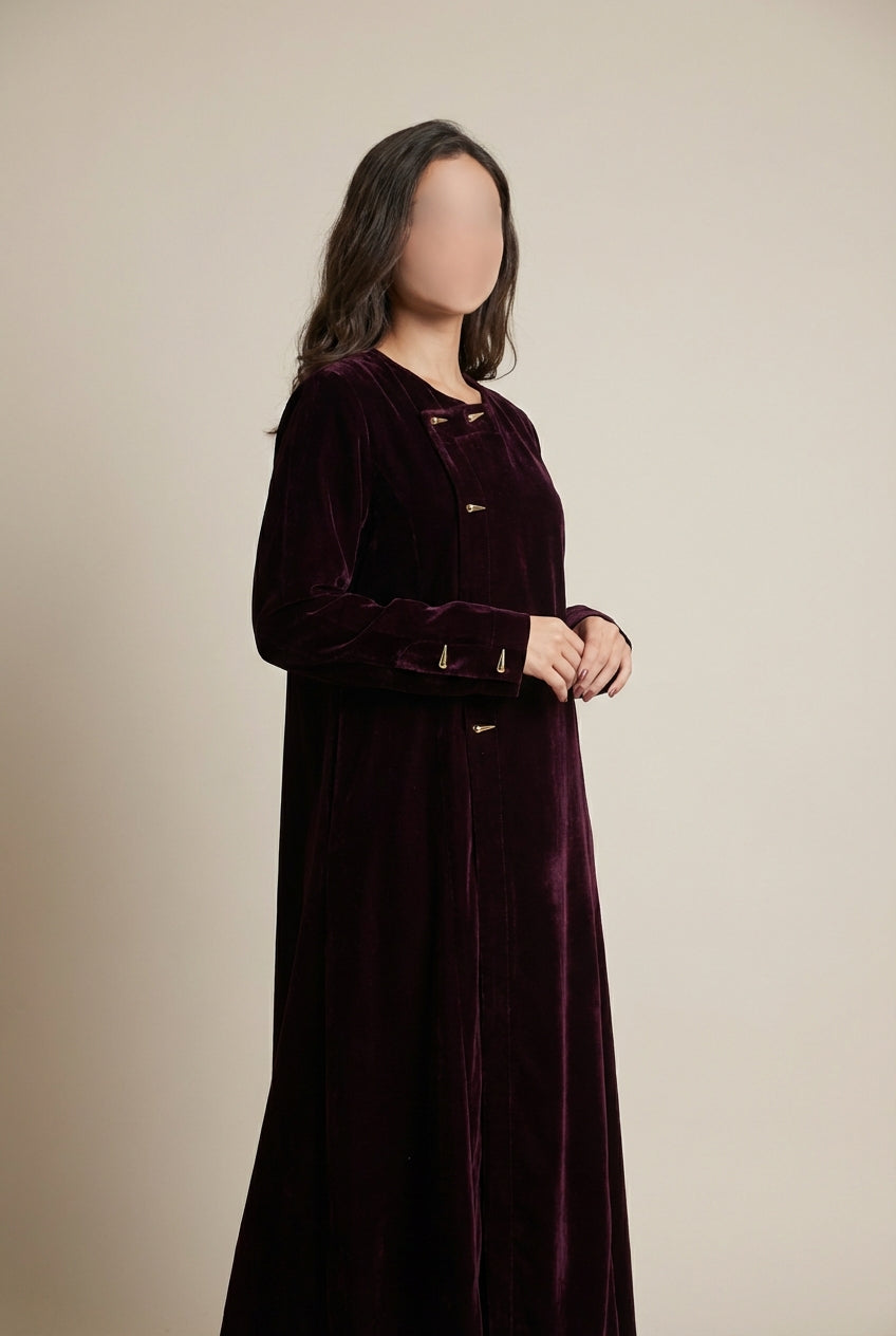 عباية بنفسجي بليزر مخمل - Image 4