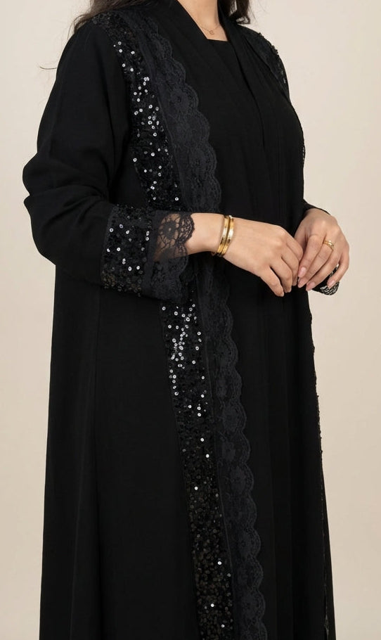 عباية دانتيل مع كلفة - Image 1