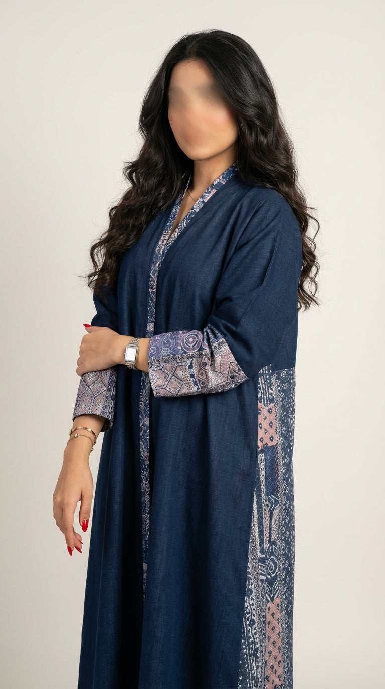 عباية لنن مع تدخيلة جاكار هندي - Image 3