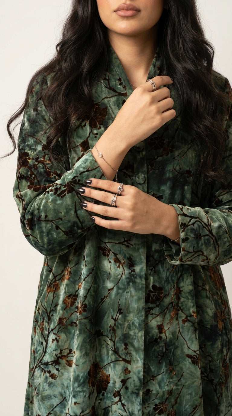 عباية بليزر جاكار منقوش - Image 3