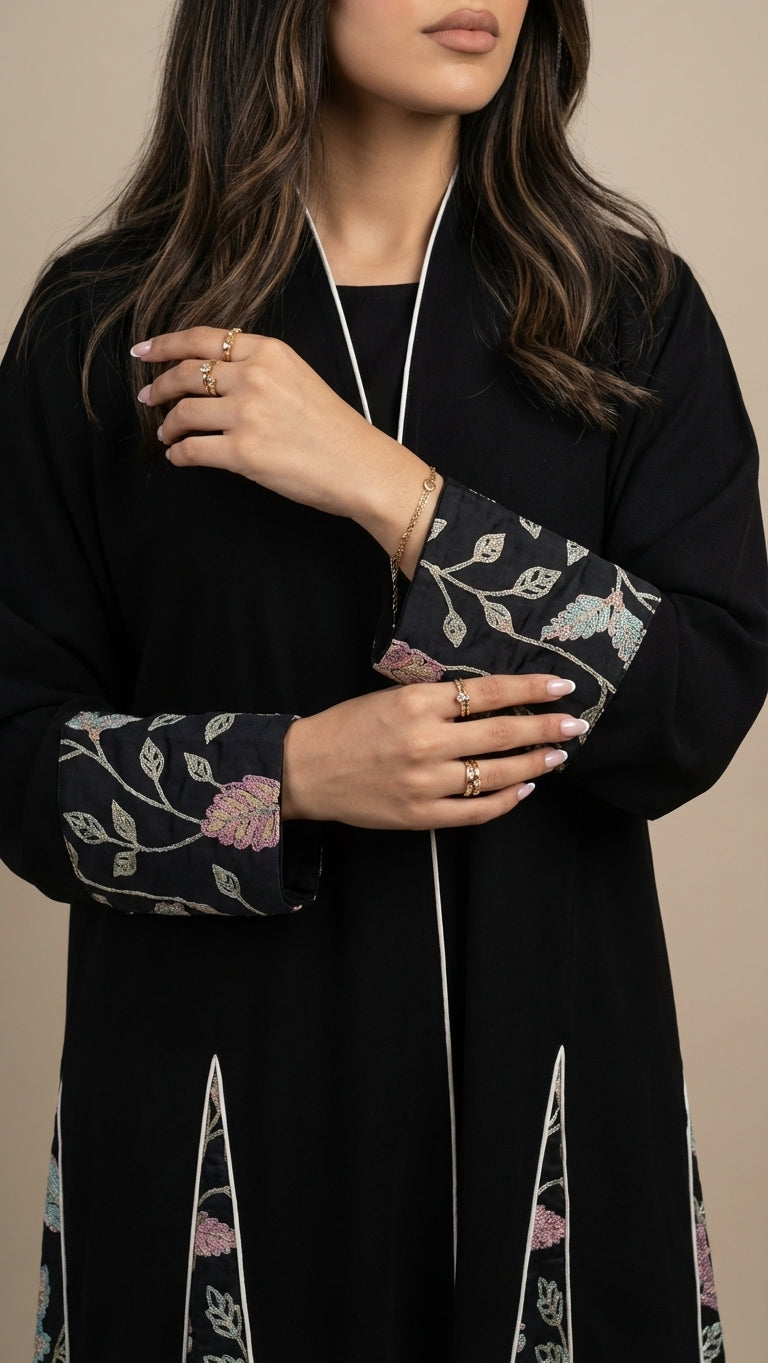 عباية بتدخيلة لينن تطريز - Image 3