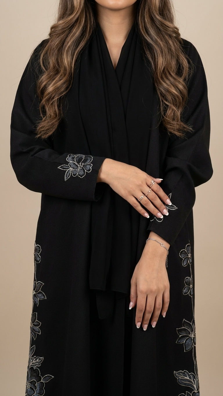 عباية كتان بكلفة وردات - Image 1