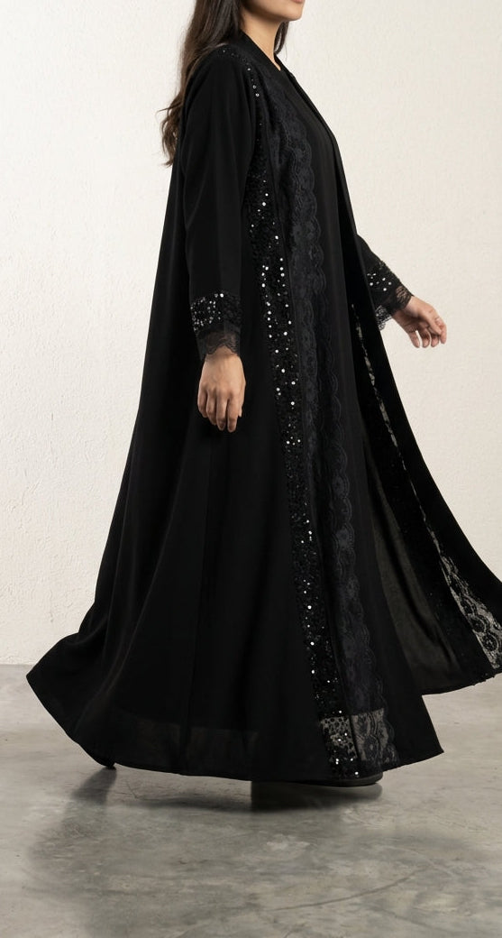 عباية دانتيل مع كلفة - Image 2