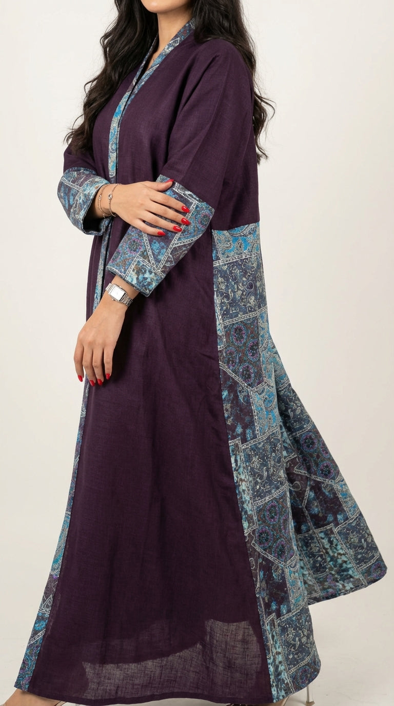 عباية لنن مع تدخيلة جاكار هندي - Image 3