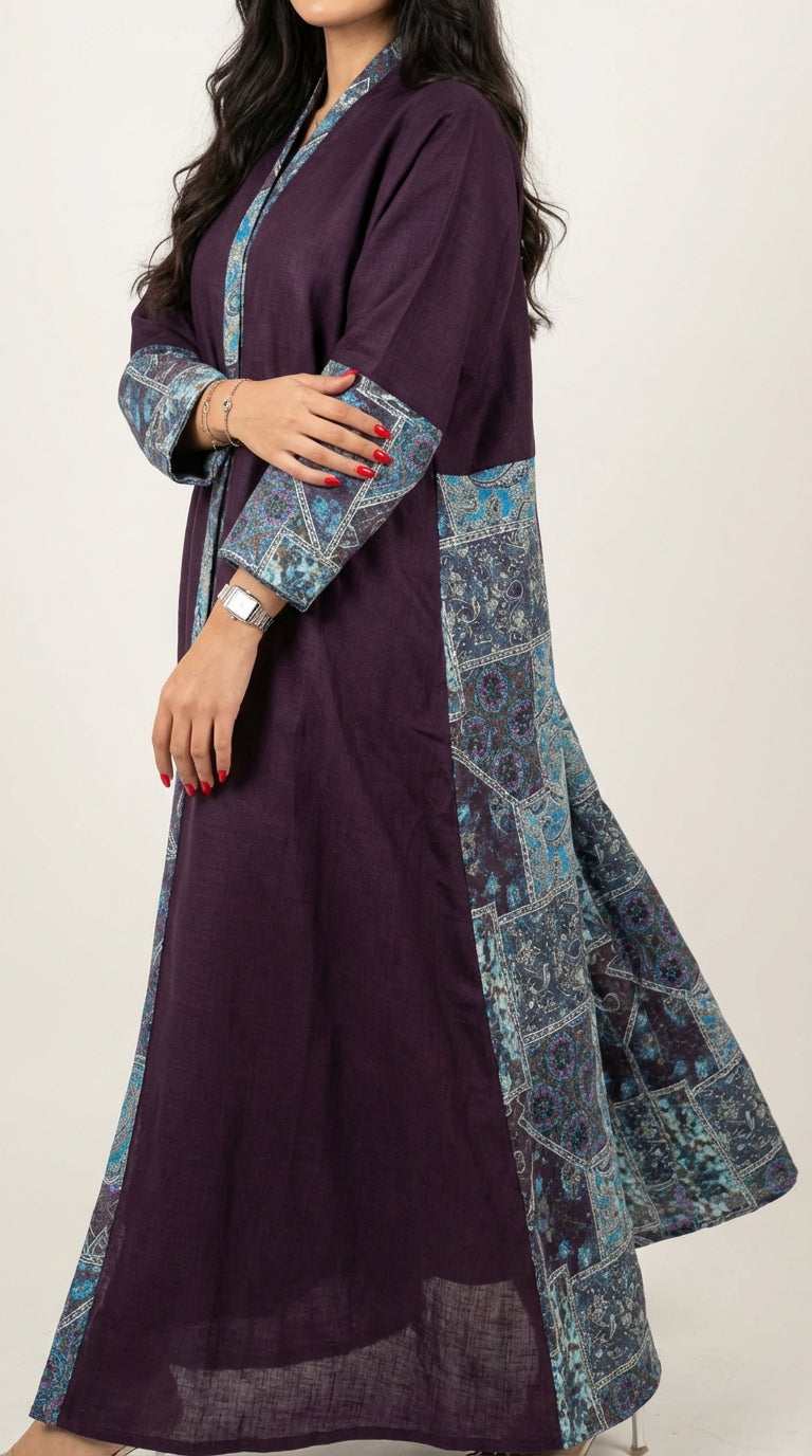 عباية لنن مع تدخيلة جاكار هندي - Image 3