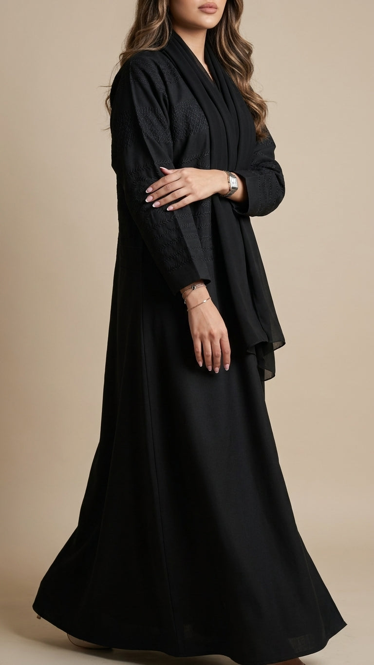 عباية كريب تطريز - Image 3