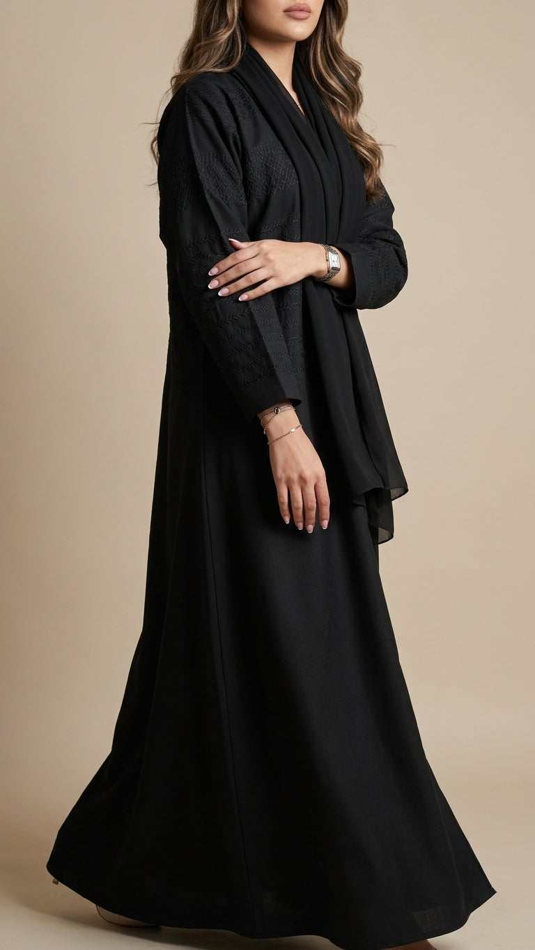 عباية كريب تطريز - Image 3