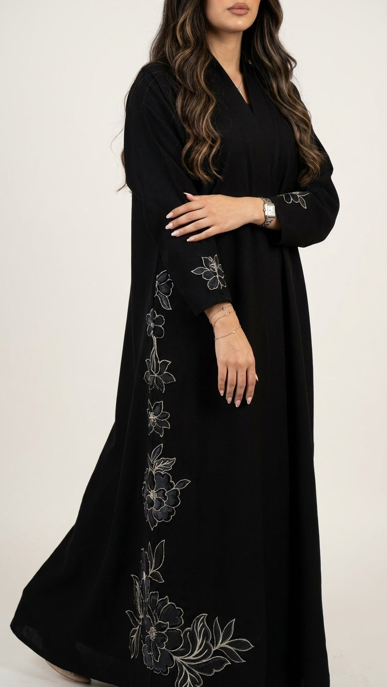 عباية كتان بكلفة وردات - Image 2