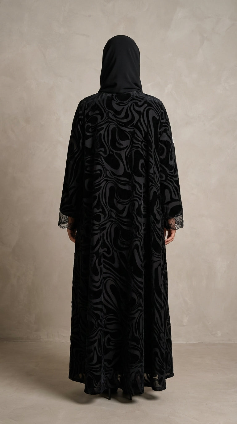 عباية شيفون دبل فيس مخمل - Image 3