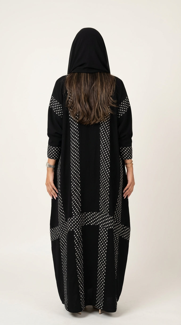 عباية اسود مع دخيلة منقط - Image 5