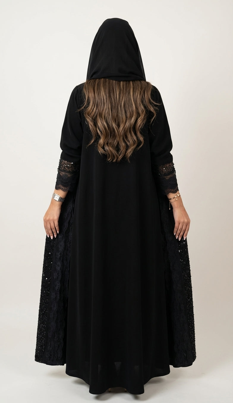 عباية بتدخيلة دانتيل مع شك - Image 4