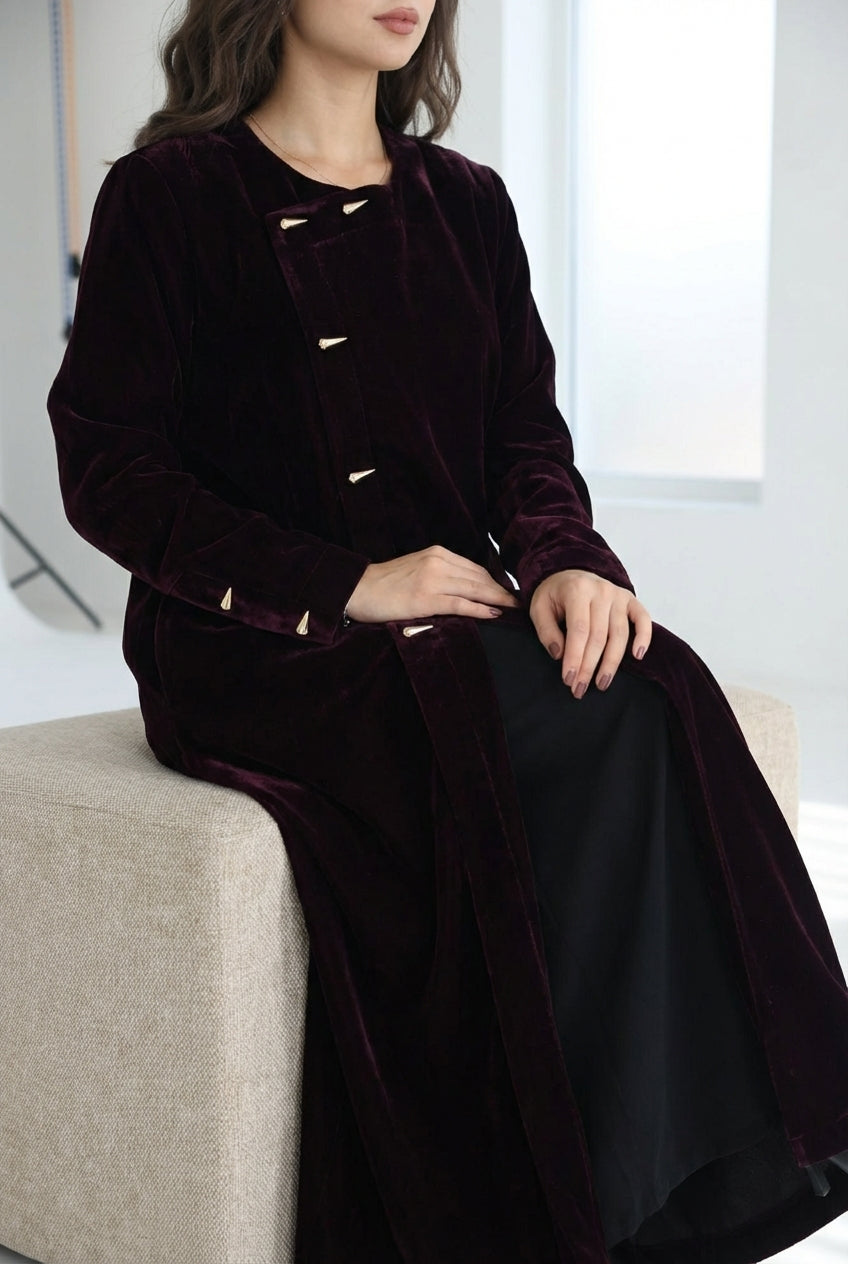عباية بنفسجي بليزر مخمل - Image 3