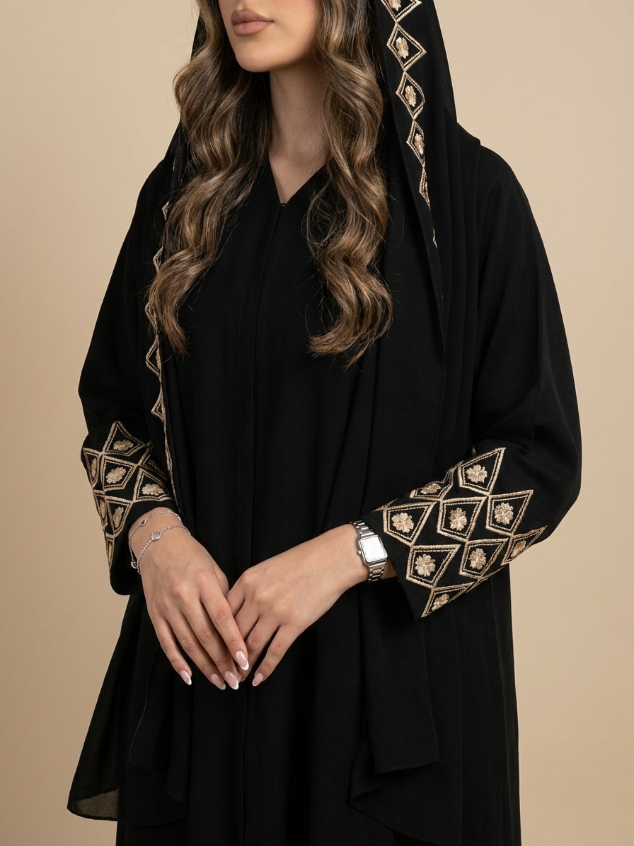 عباية كريب تطريز - Image 2