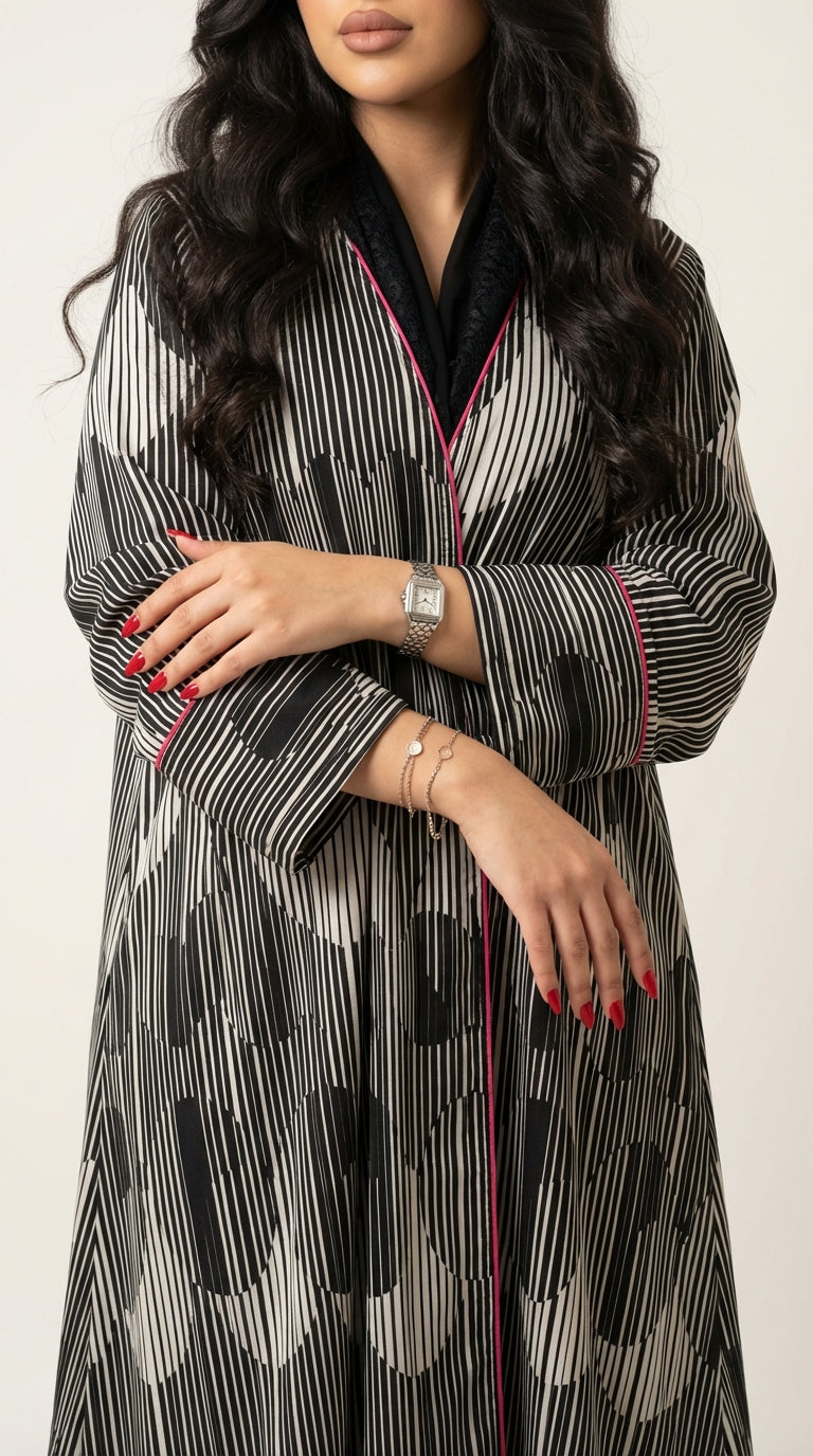 عباية مطبوعة مخططة - Image 3