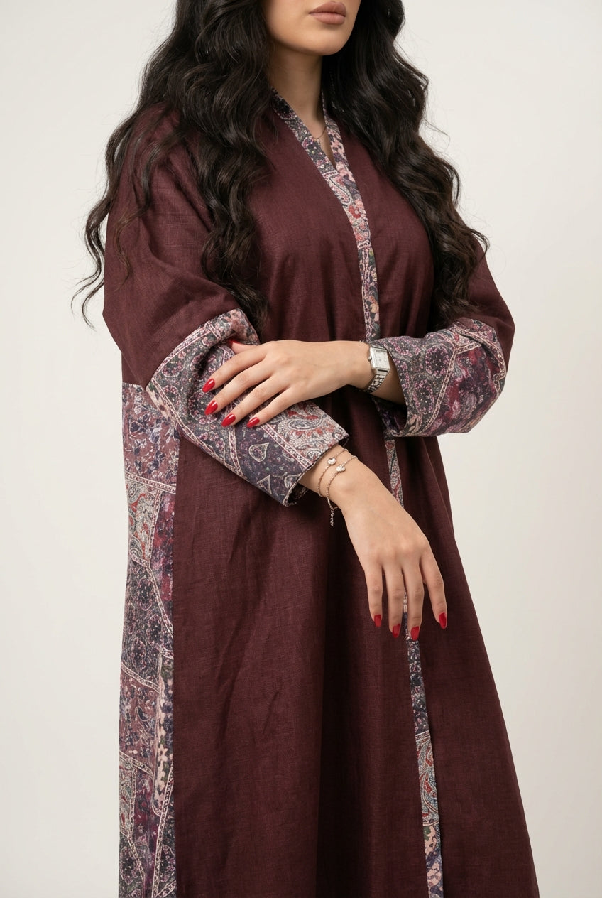 عباية لنن مع تدخيلة جاكار هندي - Image 1