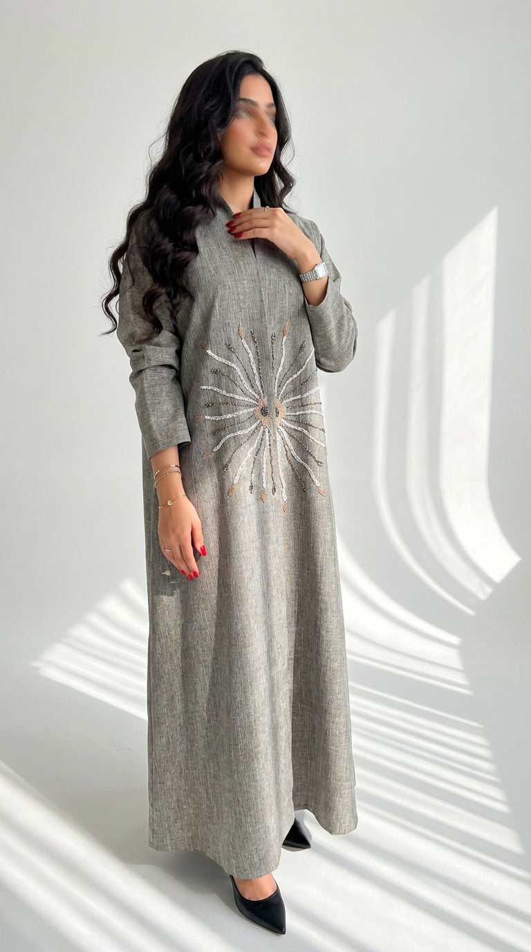 عباية بليزر لنن وشك يدوي - Image 3