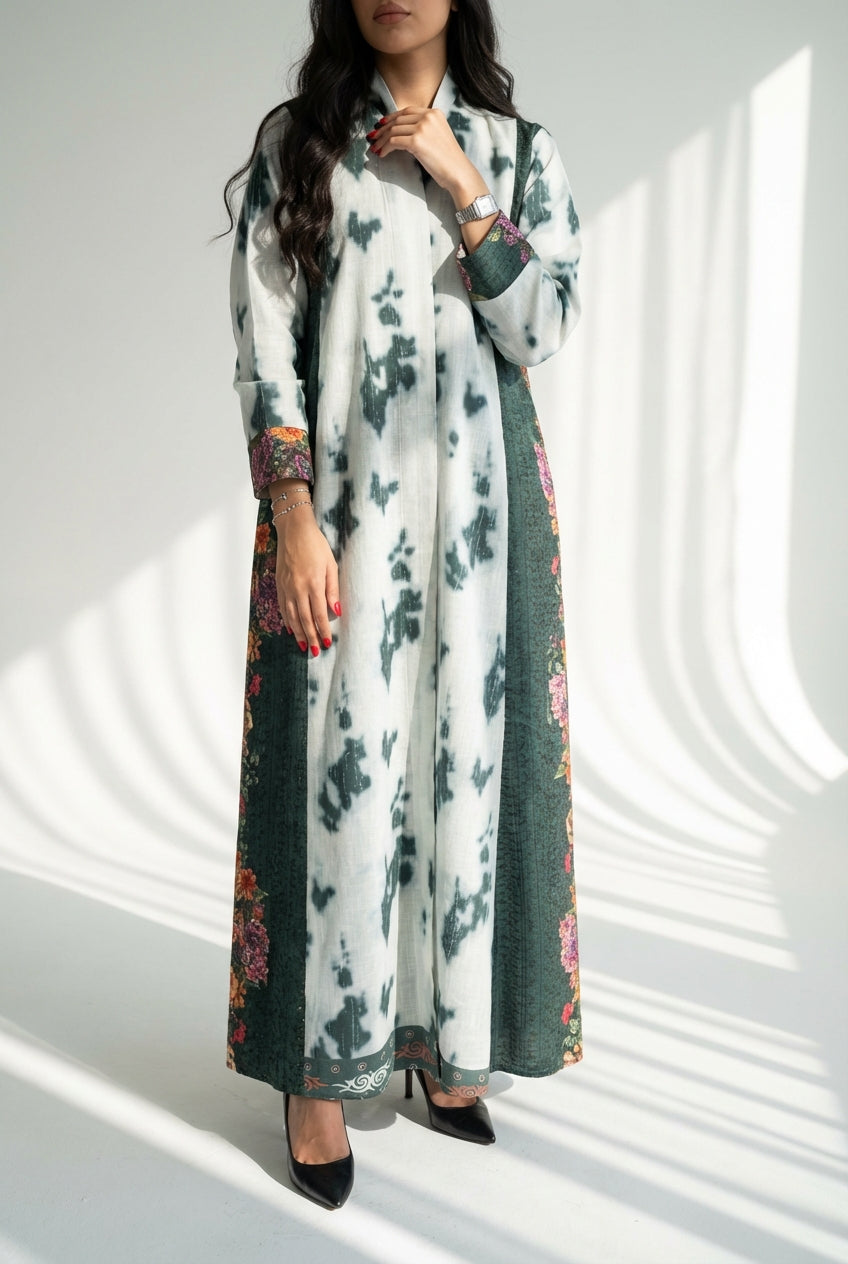 عباية لنن وروكاما زهور - Image 5