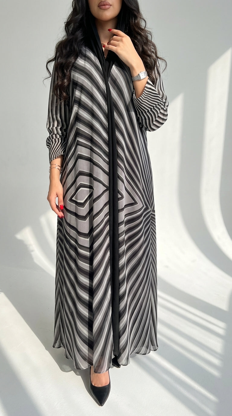 عباية مطبوعة مخططة - Image 1