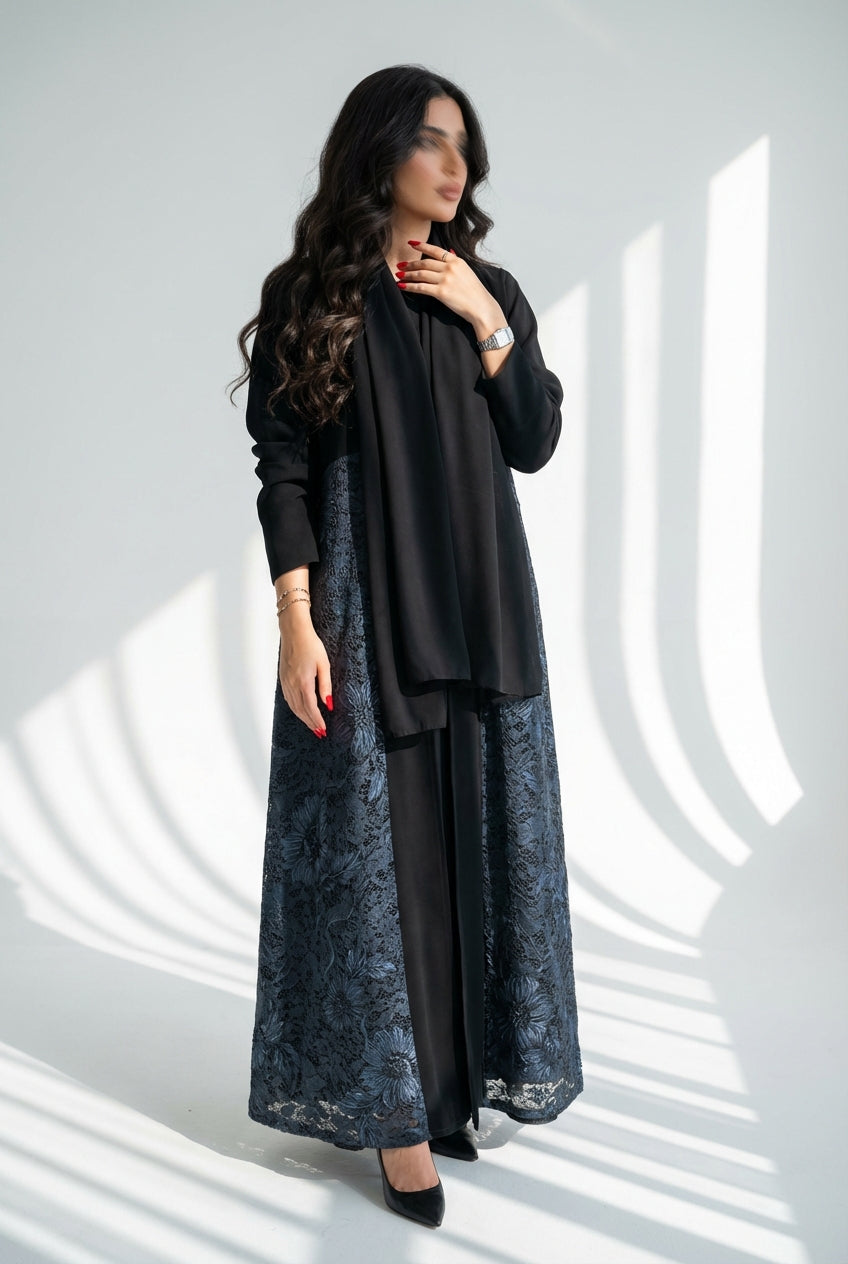 عباية دانتيل اسود - Image 2