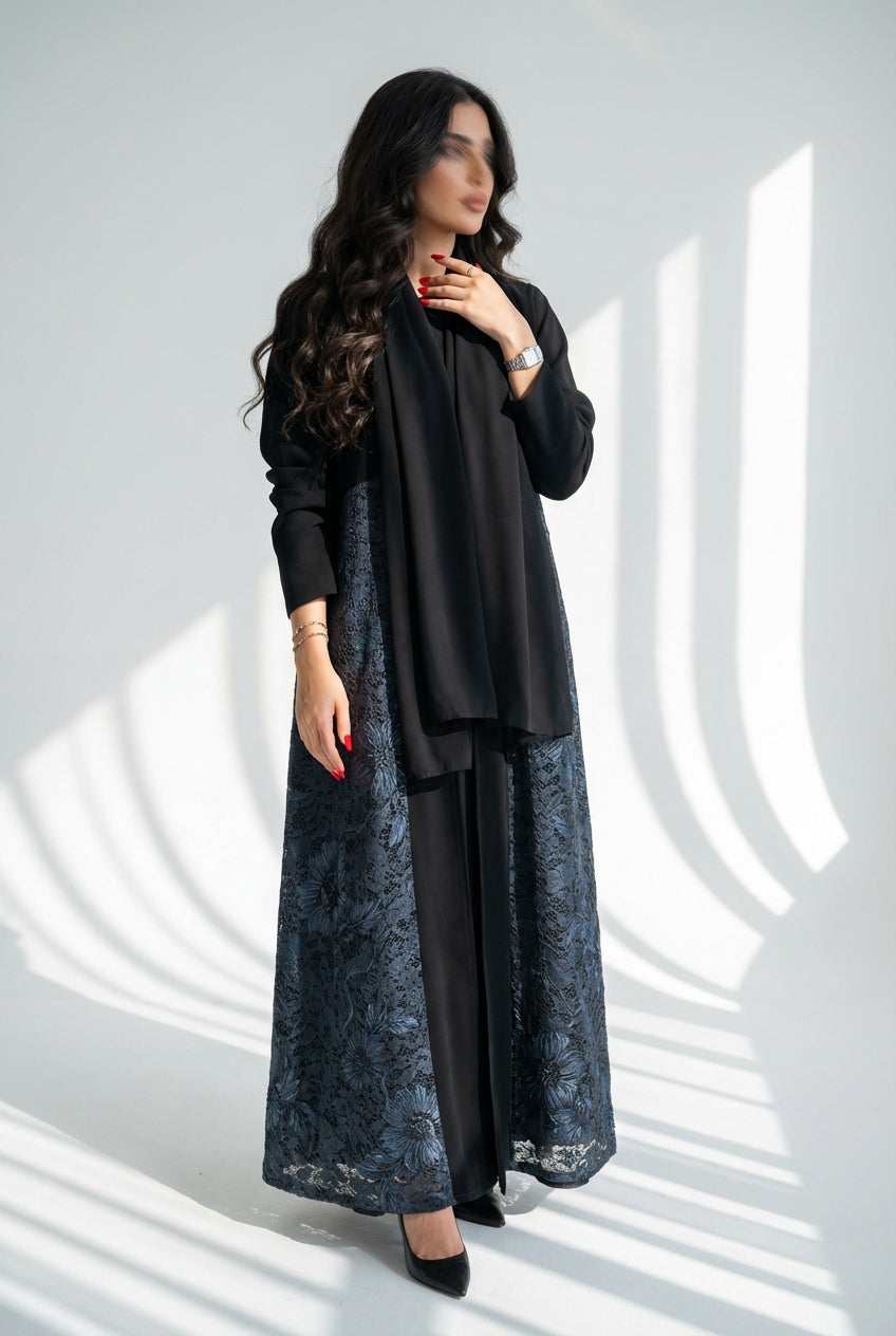 عباية دانتيل اسود - Image 2