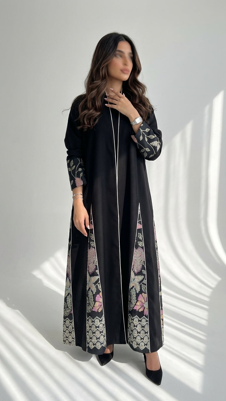 عباية بتدخيلة لينن تطريز - Image 1