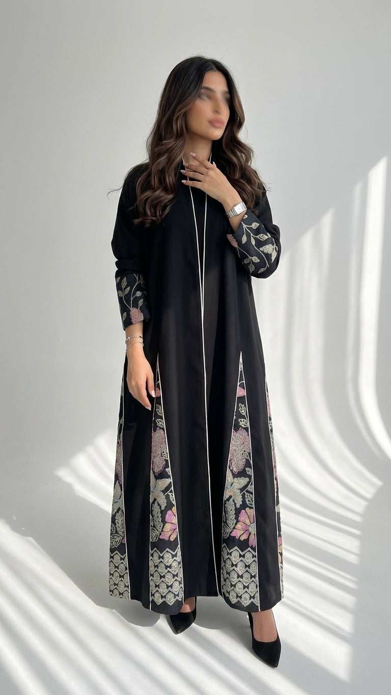 عباية بتدخيلة لينن تطريز - Image 1