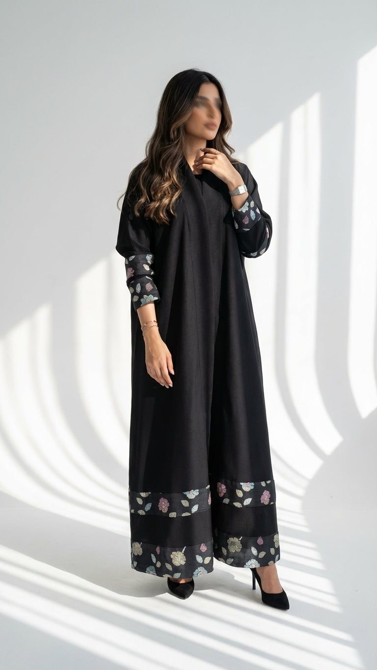 عباية بتدخيلة لينن تطريز - Image 2