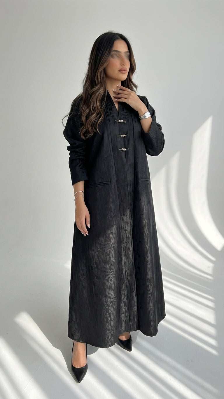 عباية جاكار بأزرار ذهبية - Image 1