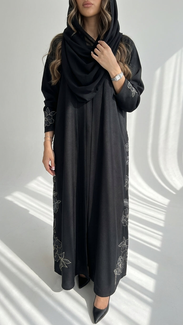 عباية كتان بكلفة وردات - Image 5