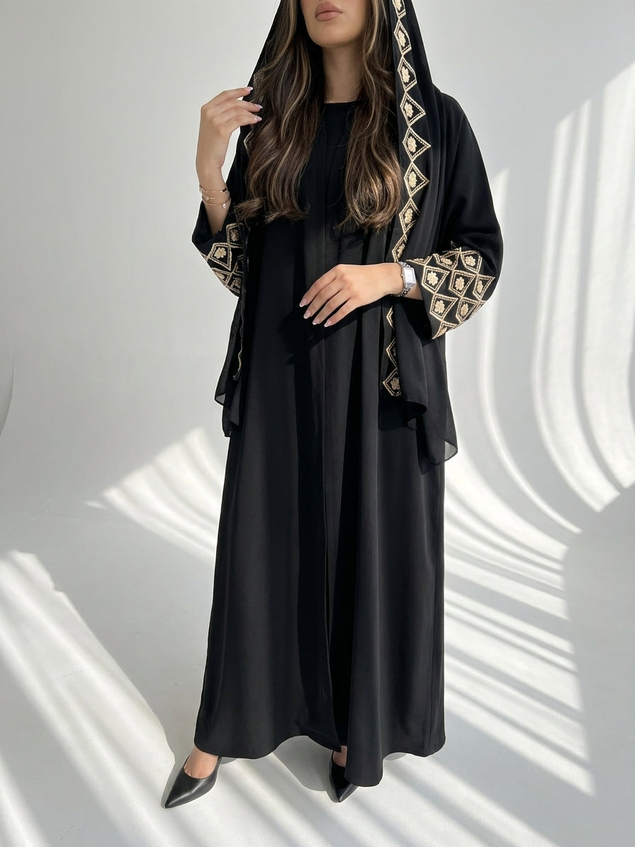 عباية كريب تطريز - Image 1