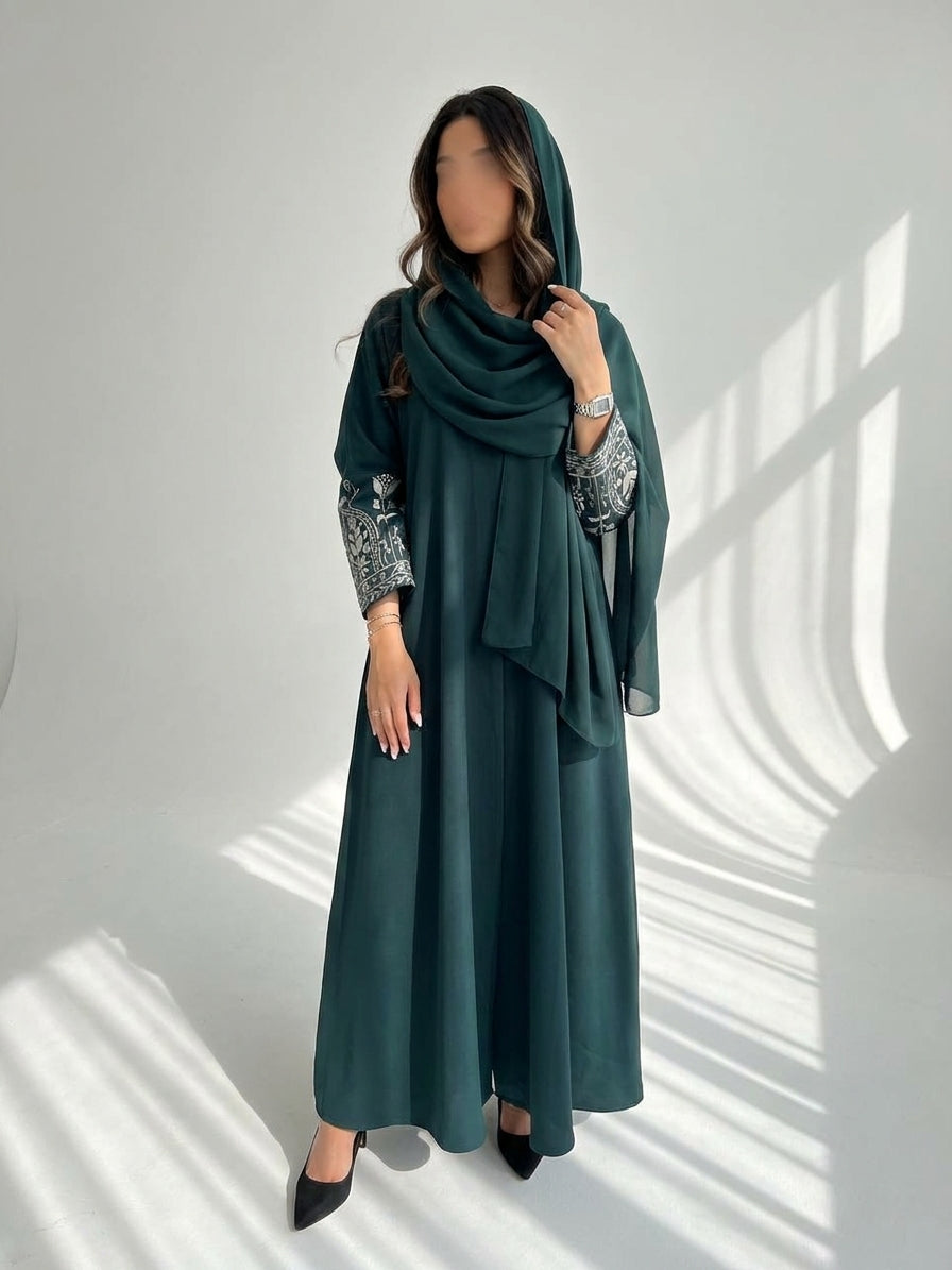 عباية كريب تطريز - Image 1