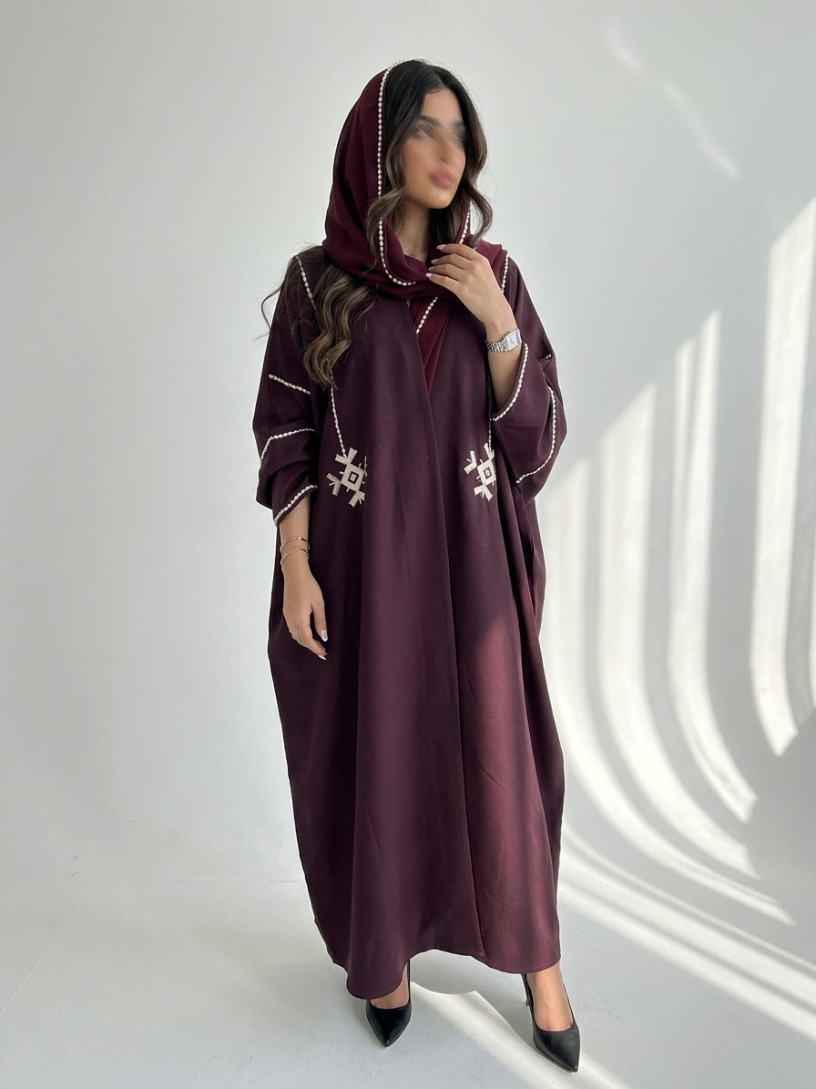 عباية كريب تطريز - Image 1