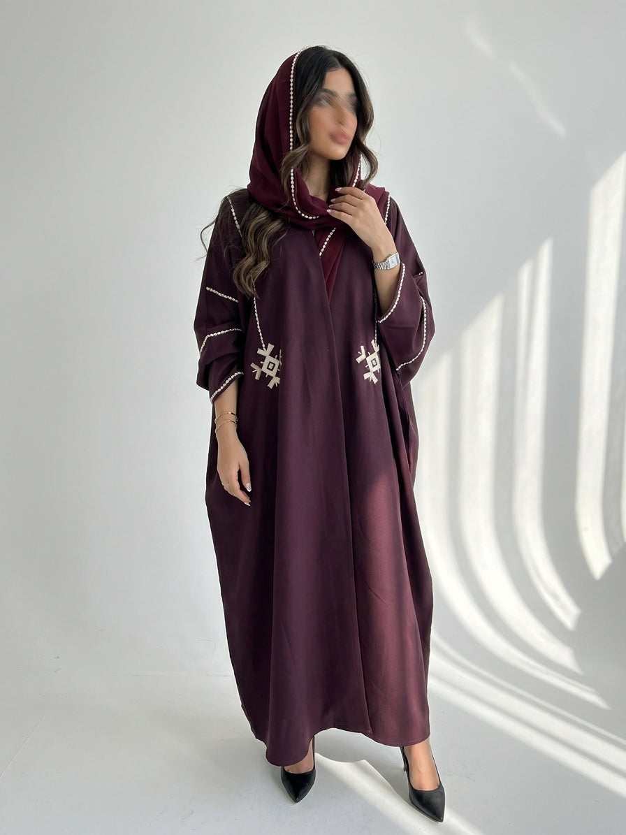 عباية كريب تطريز - Image 1