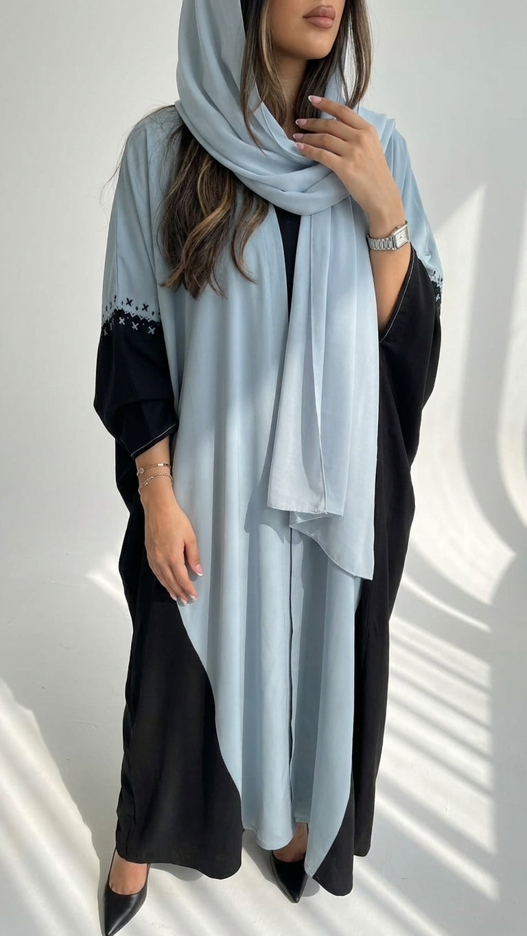 عباية حرير مغسول شك يدوي - Image 1