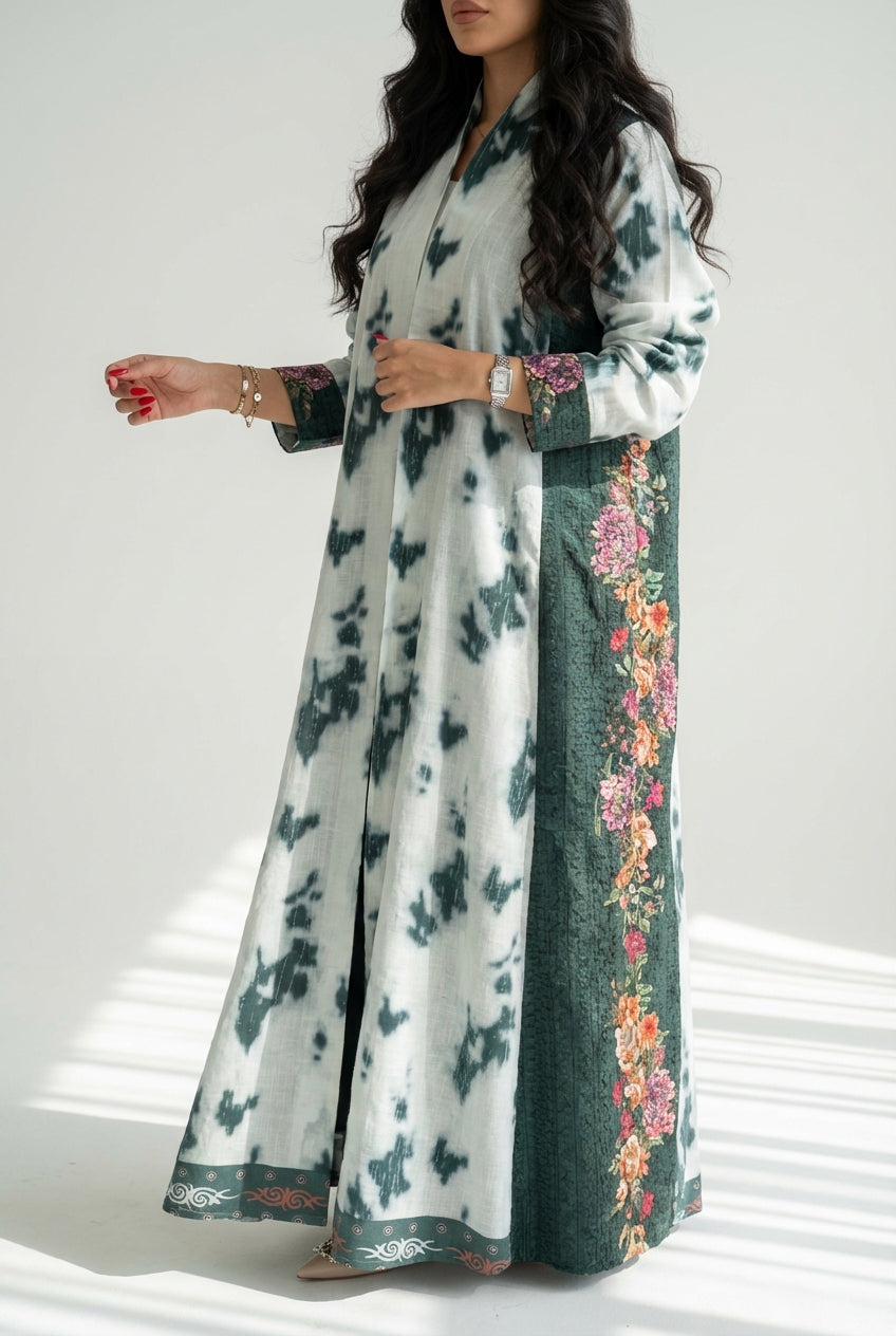 عباية لنن وروكاما زهور - Image 4