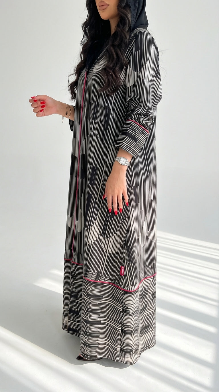 عباية مطبوعة مخططة - Image 2