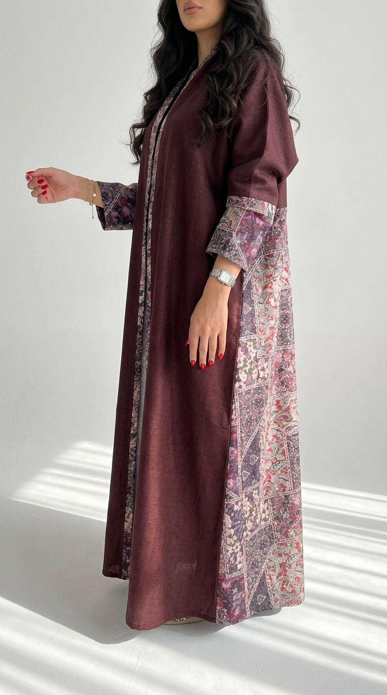 عباية لنن مع تدخيلة جاكار هندي - Image 2