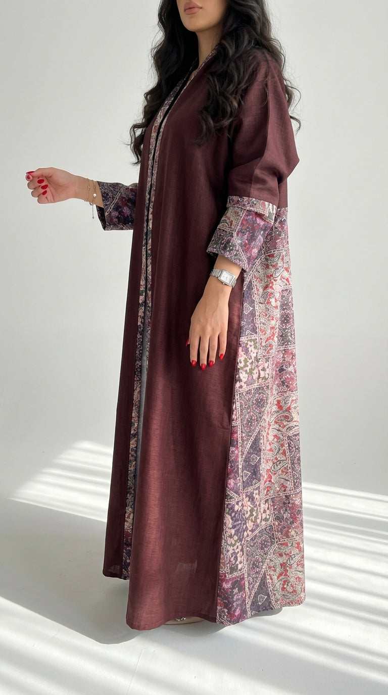 عباية لنن مع تدخيلة جاكار هندي - Image 2