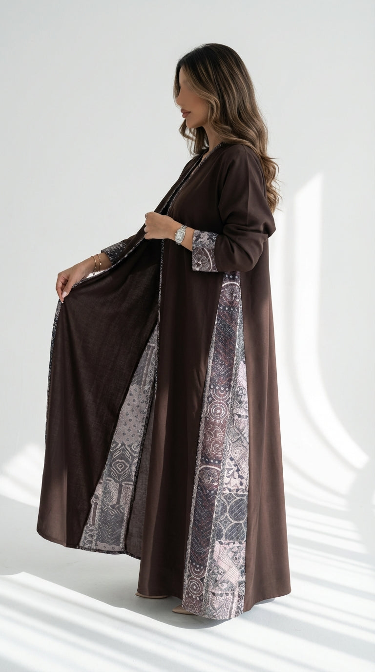 عباية لنن مع تدخيلة لنن طباعة - Image 1