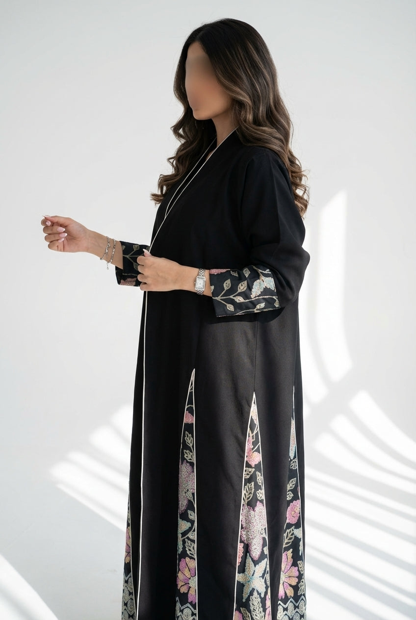 عباية بتدخيلة لينن تطريز - Image 2