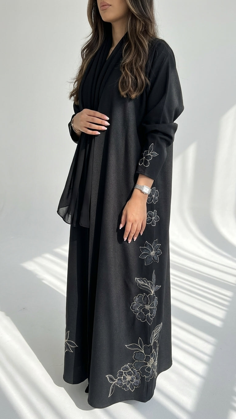 عباية كتان بكلفة وردات - Image 4