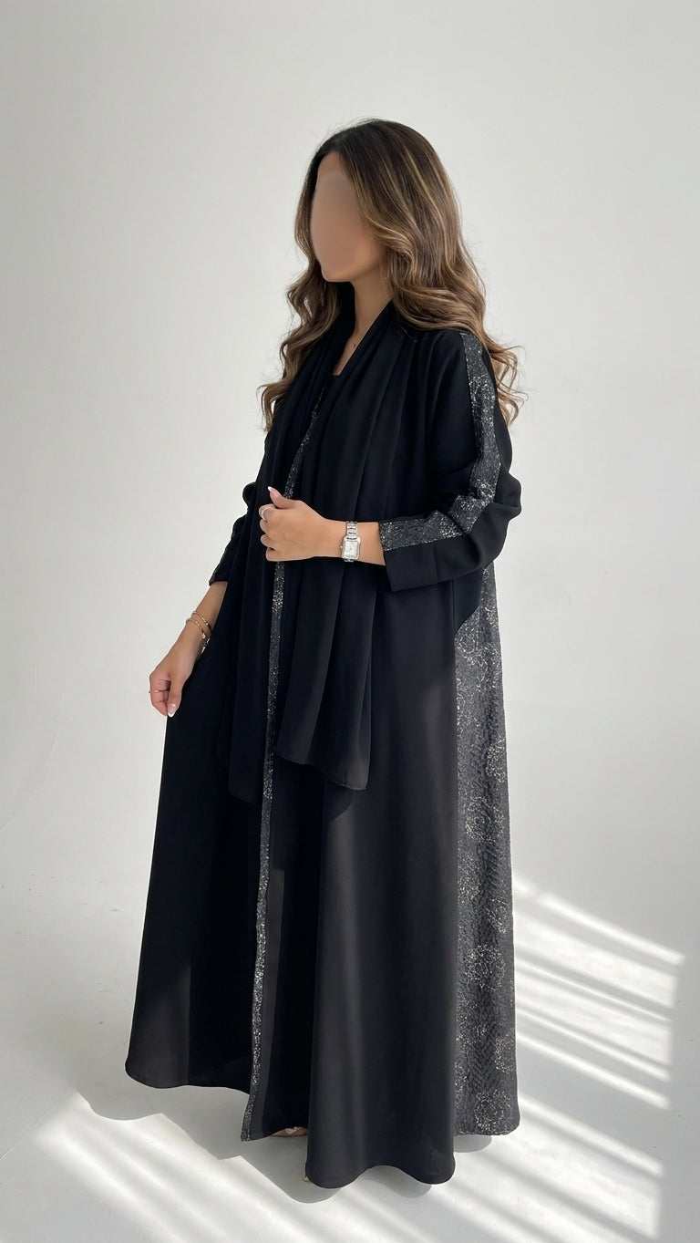 عباية كريب مع تدخيلة ركامه - Image 1