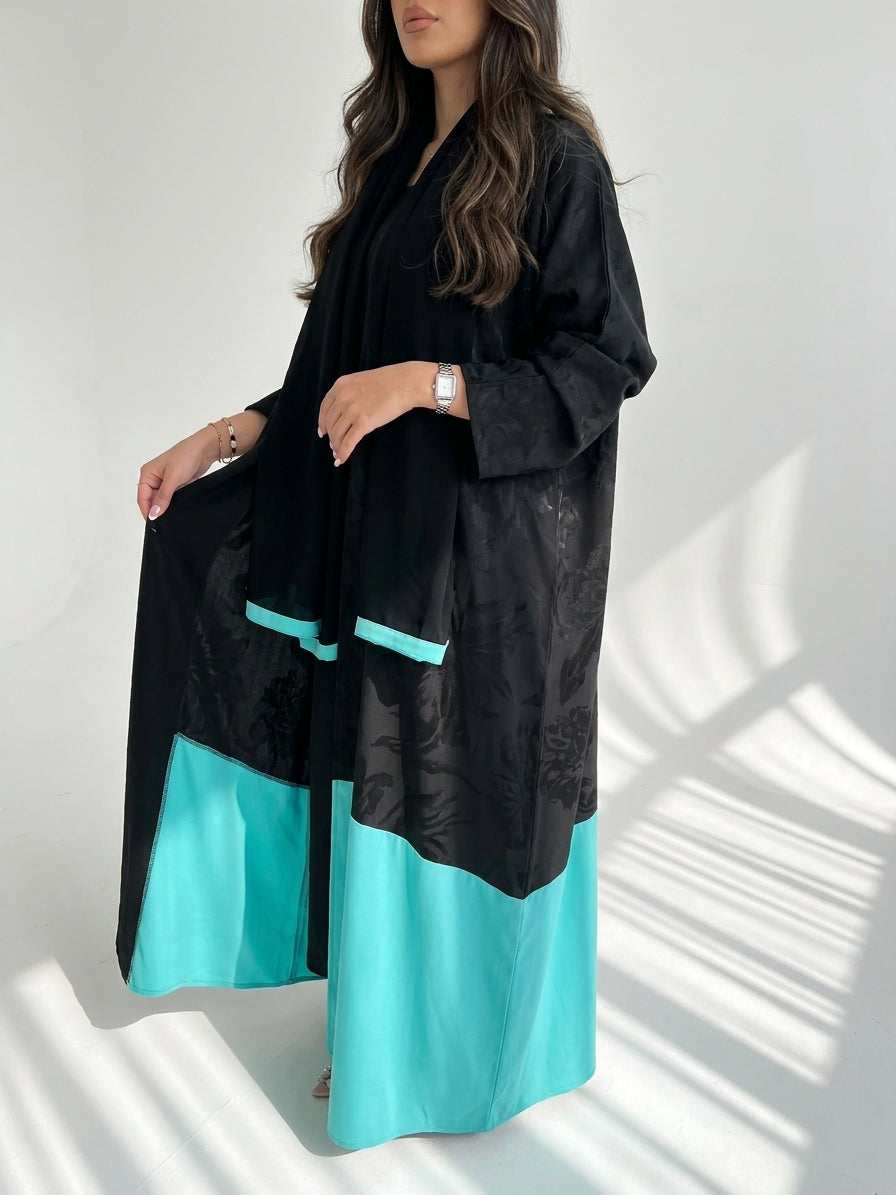عباية جاكار بتدخيله قماش سادة - Image 2