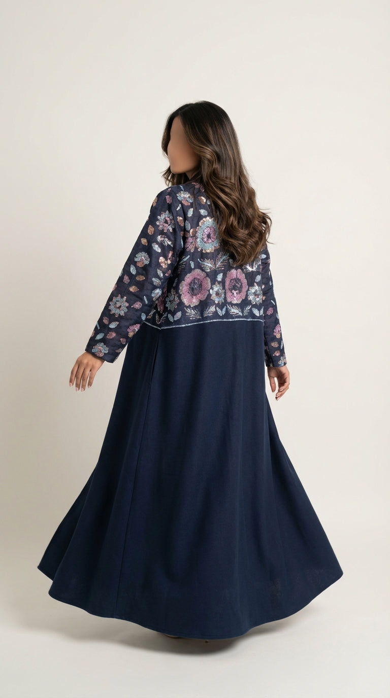 عباية لنن بتطريز ورد - Image 5