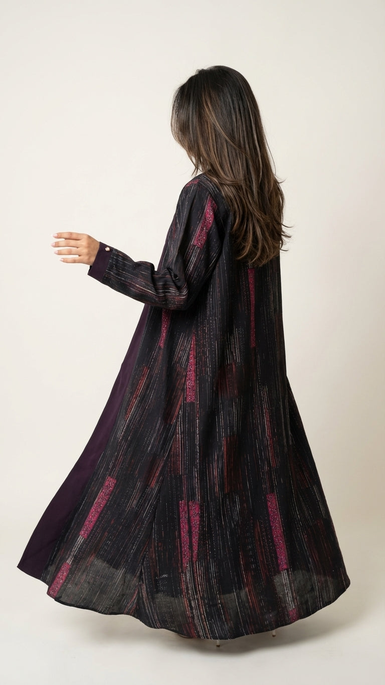 MWT1314 عباية بليزر بتدخيلة لنن - Aya