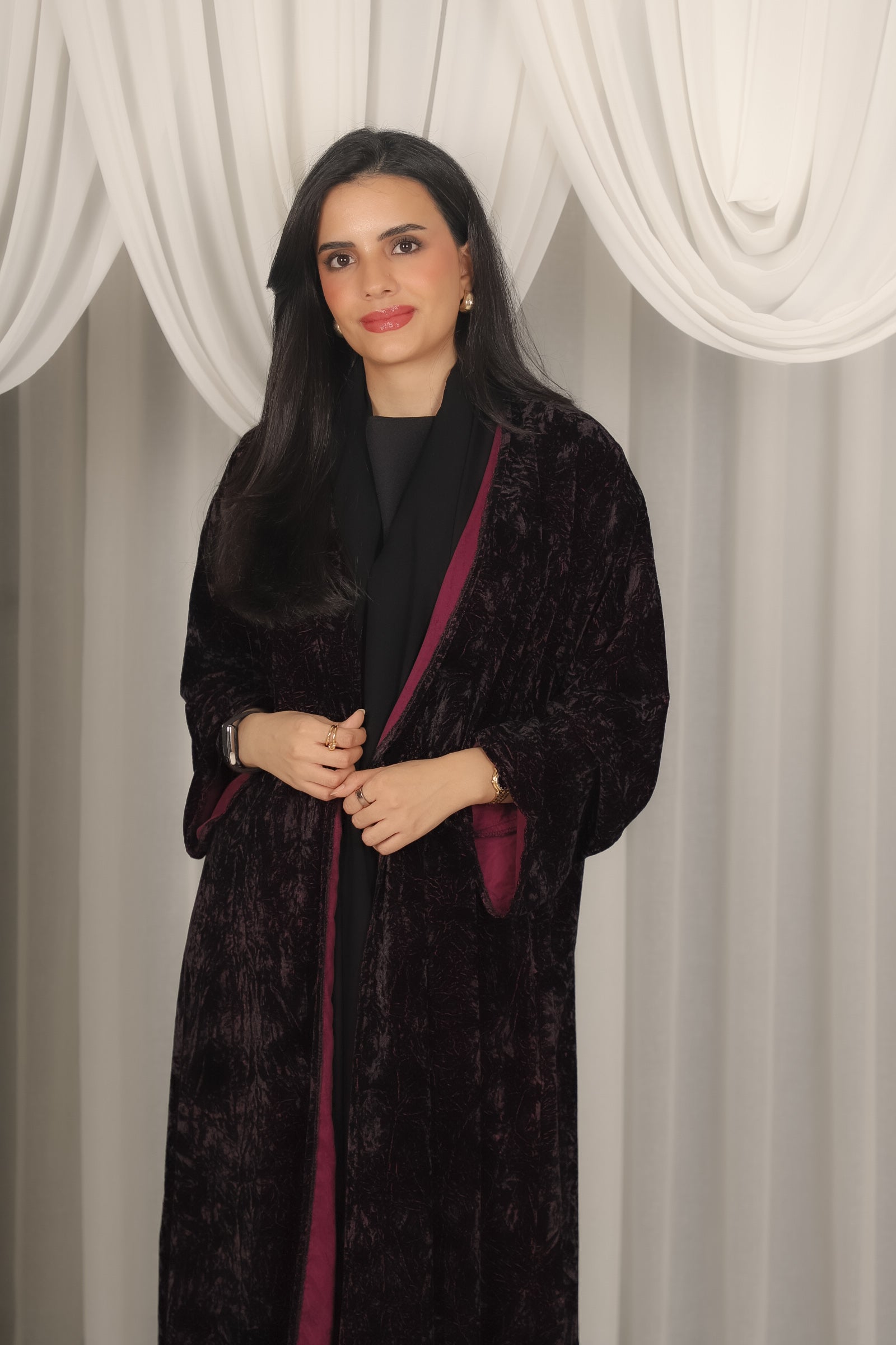 MW1771 - عباية مخمل مشجرة - Aya