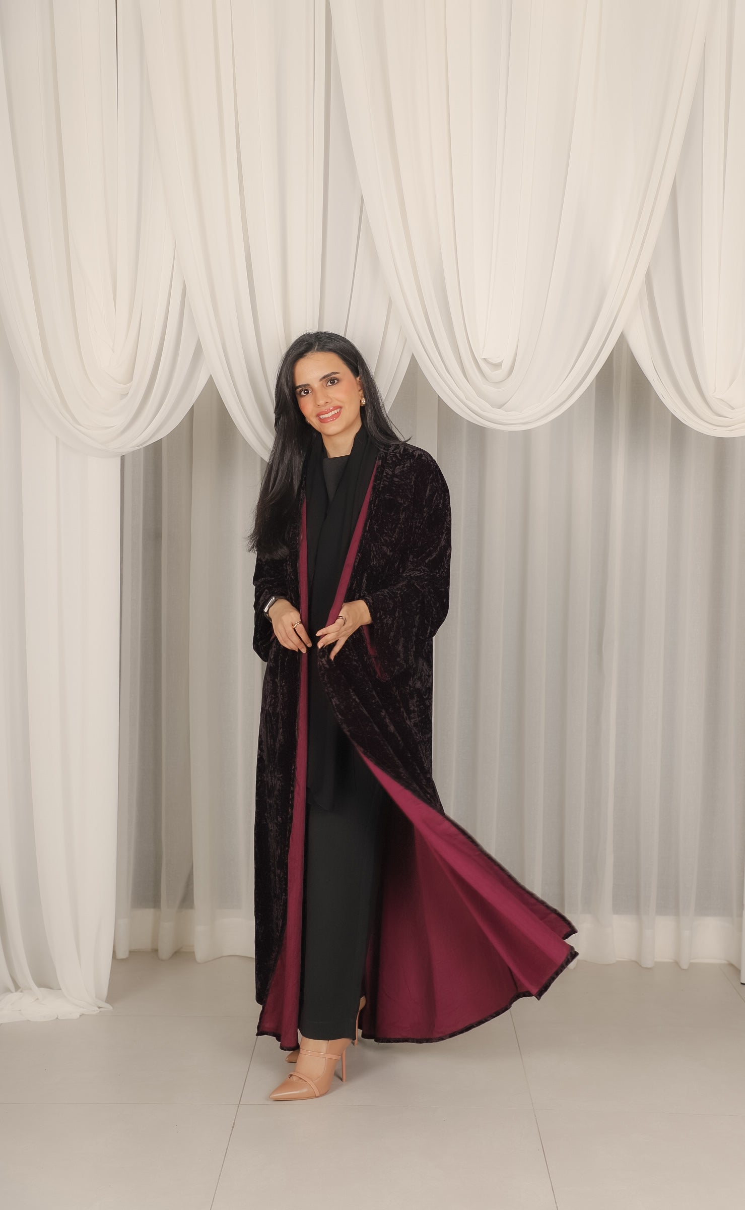 MW1771 - عباية مخمل مشجرة - Aya