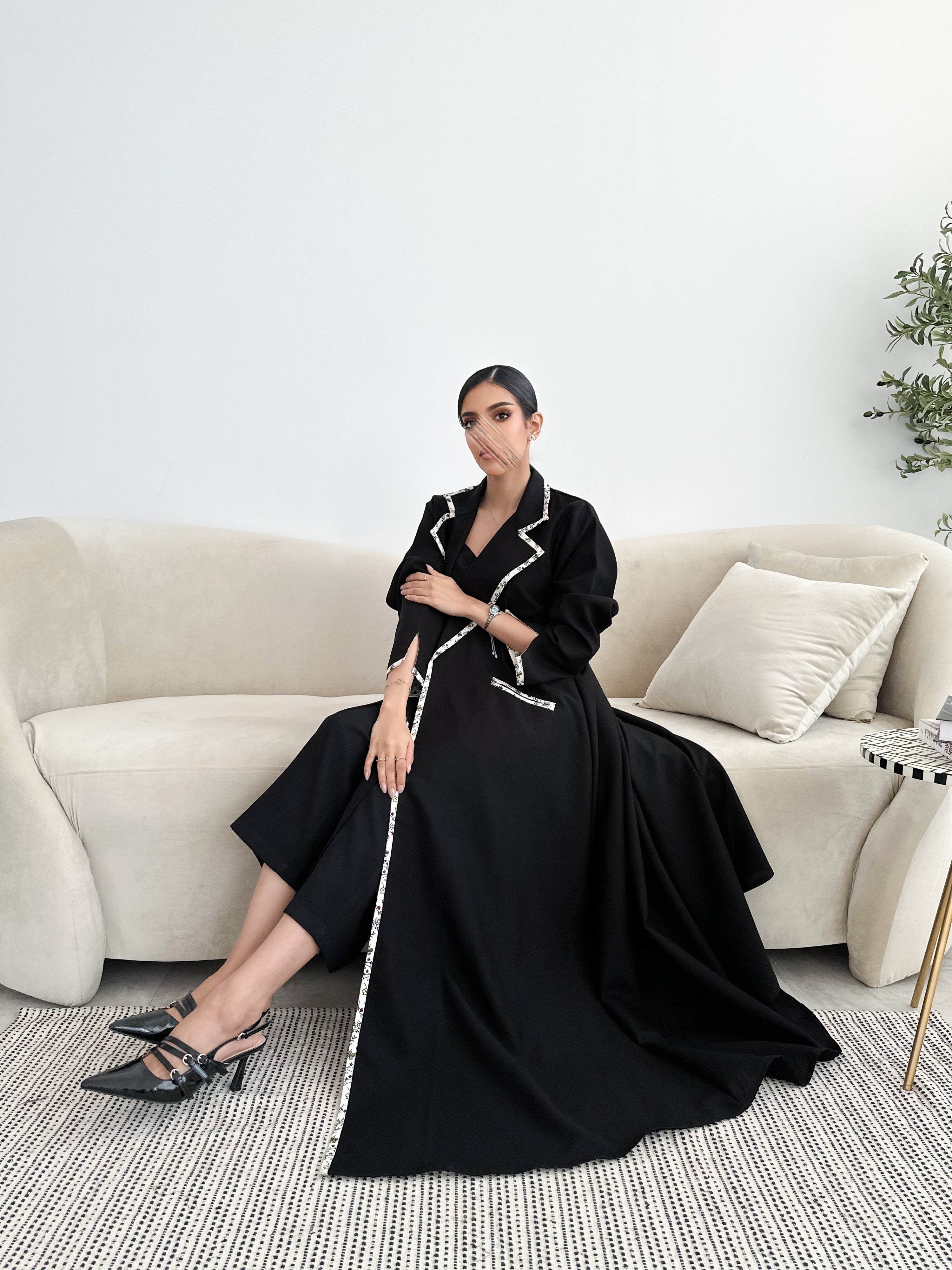 MW1020 - كتان نص كلوش مع ياقه - Aya